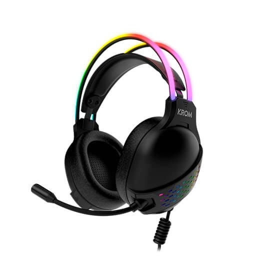 Auriculares micro krom klaim diadema -  usb 2xjack 3.5mm -  rgb