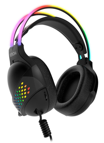 Auriculares micro krom klaim diadema -  usb 2xjack 3.5mm -  rgb