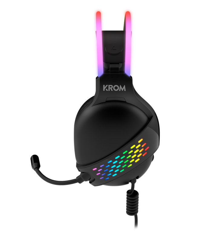 Auriculares micro krom klaim diadema -  usb 2xjack 3.5mm -  rgb