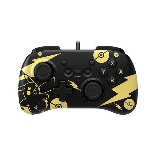 Gamepad hori controller mini pikachu black & gold para nintendo switch