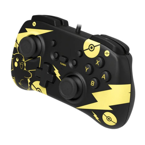 Gamepad hori controller mini pikachu black & gold para nintendo switch