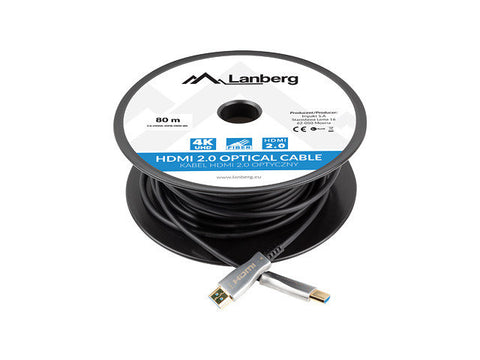 Cable hdmi lanberg m - m v2.0 optico aoc 80m negro