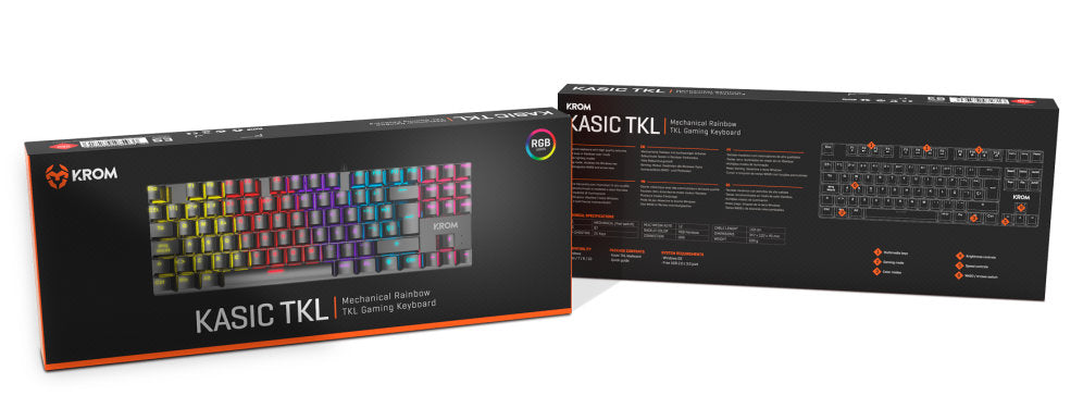 Teclado gaming krom kasic tkl rainbow rgb red switch usb