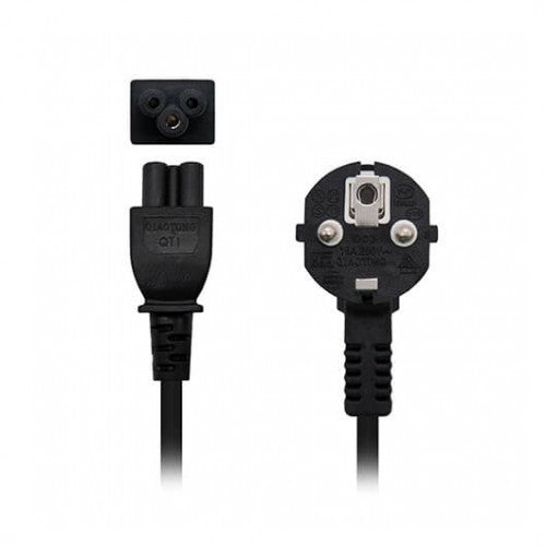 Cable alimentacion tipo trebol 1.5m nanocable negro corriente -  acodado -  schuko c5 -  awg18