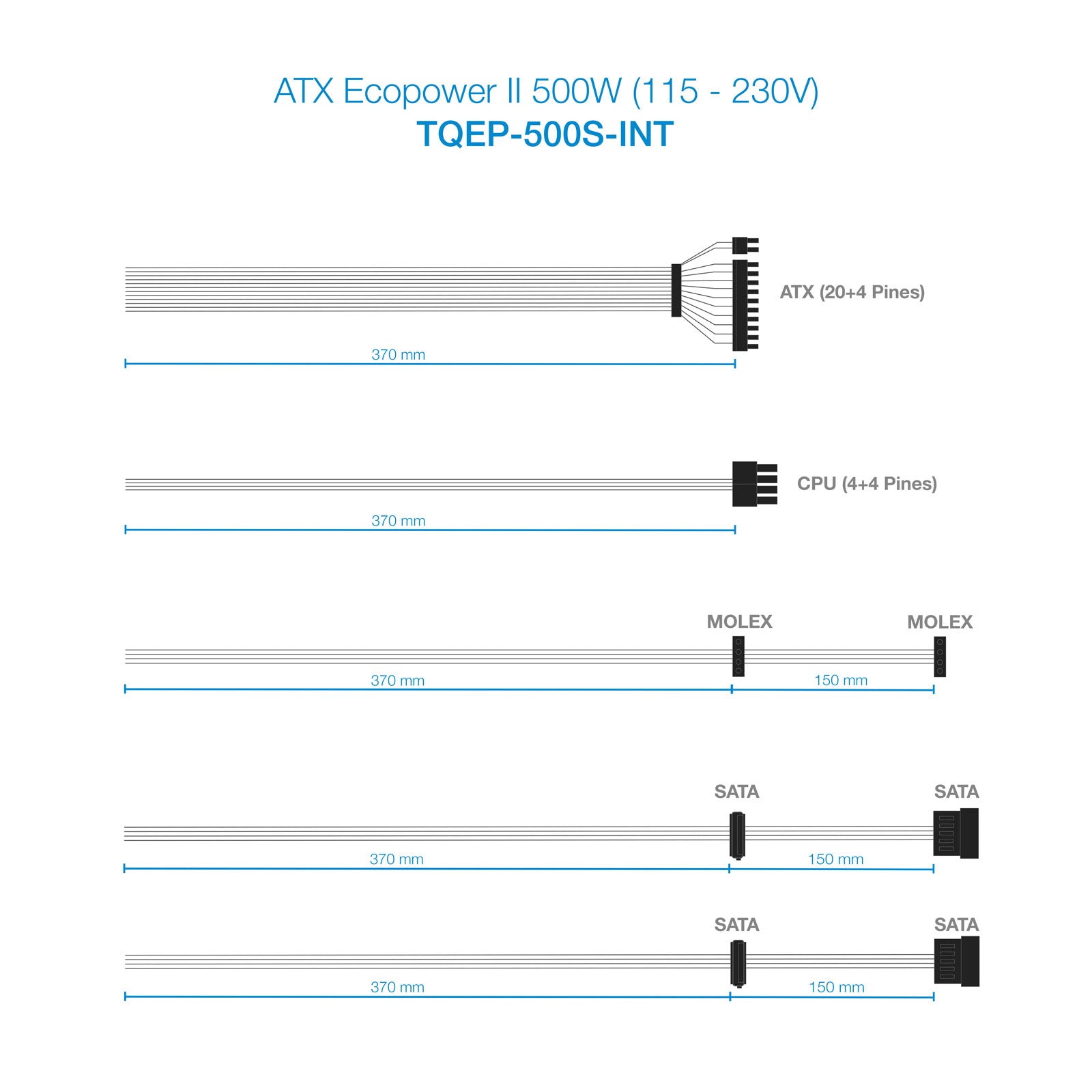 Fuente alimentacion tooq ep - ii tqep - 500s - int atx 500w