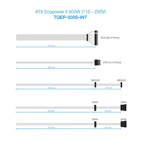 Fuente alimentacion tooq ep - ii tqep - 500s - int atx 500w