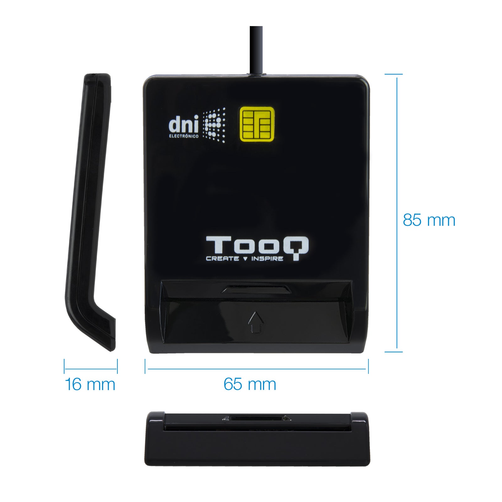 Lector de tarjetas externo tooq tqr - 211b dnie sim usb - c negro