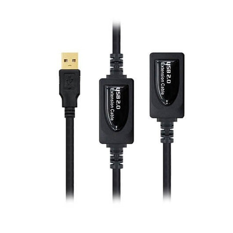 Cable usb tipo a 2.0 a usb tipo a nanocable+amplificador 10m negro -  macho - hembra