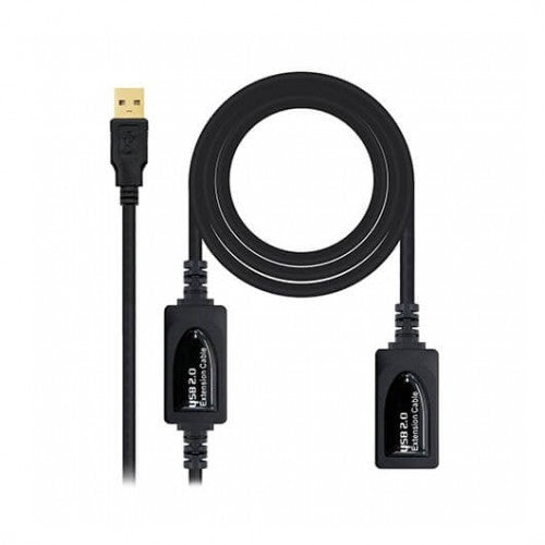 Cable usb tipo a 2.0 a usb tipo a nanocable+amplificador 10m negro -  macho - hembra