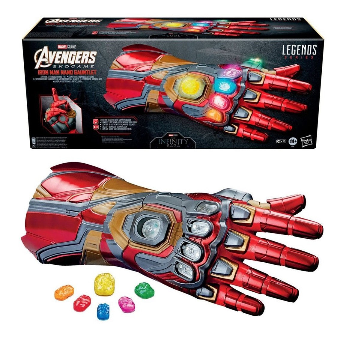 Replica hasbro marvel nano guantelete del infinito iron man pvc gemas del infinito luces led special edition