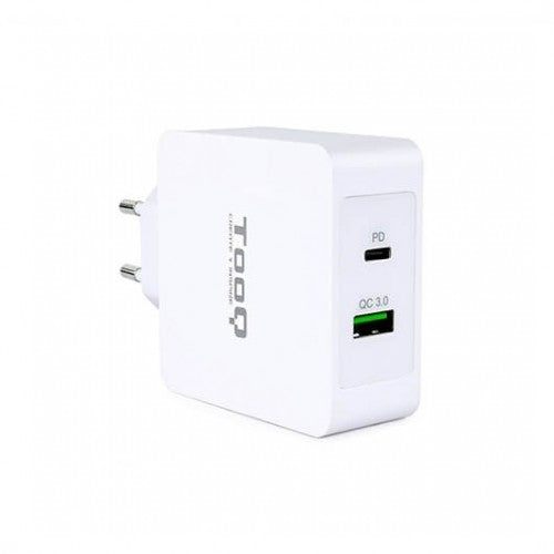 Cargador doble usb tipo c pd + usb tipo a qc3.0 tooq blanco usb tipo c pd - usb tipo a qc3.0 - 48w -  blanco