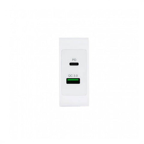 Cargador doble usb tipo c pd + usb tipo a qc3.0 tooq blanco usb tipo c pd - usb tipo a qc3.0 - 48w -  blanco