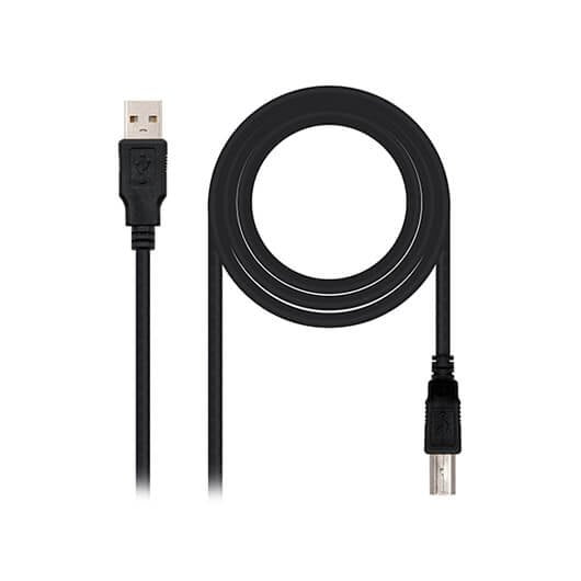 Cable usb tipo b 2.0 a usb tipo a 2.0 nanocable 1m - macho - macho -  impresora -  negro