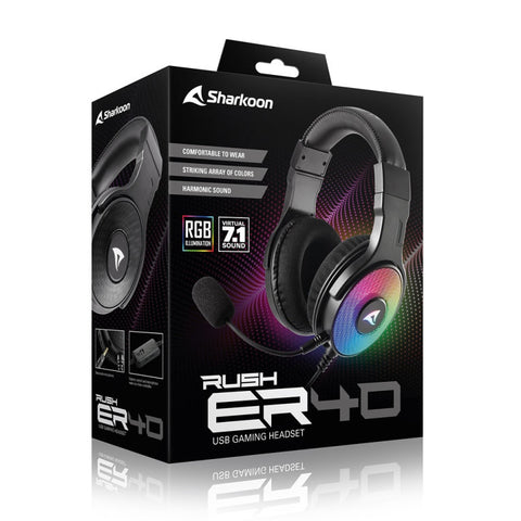 Auriculares gaming sharkoon rush er40 negro microfono alambrico rgb