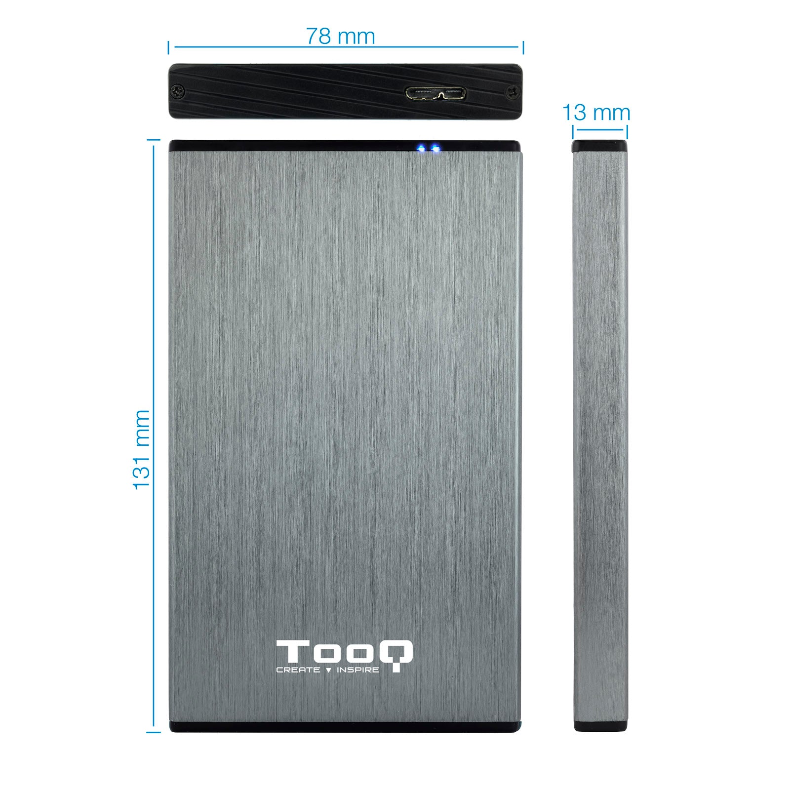 Caja externa tooq tqe - 2527g para hhd - ssd 2.5pulgadas 9.5mm sata usb 3.0 gris