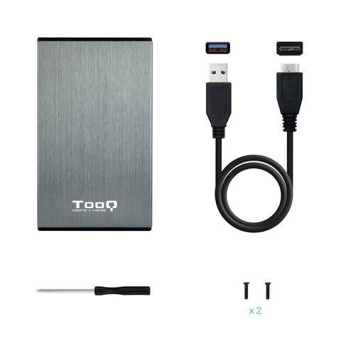 Caja externa tooq tqe - 2527g para hhd - ssd 2.5pulgadas 9.5mm sata usb 3.0 gris