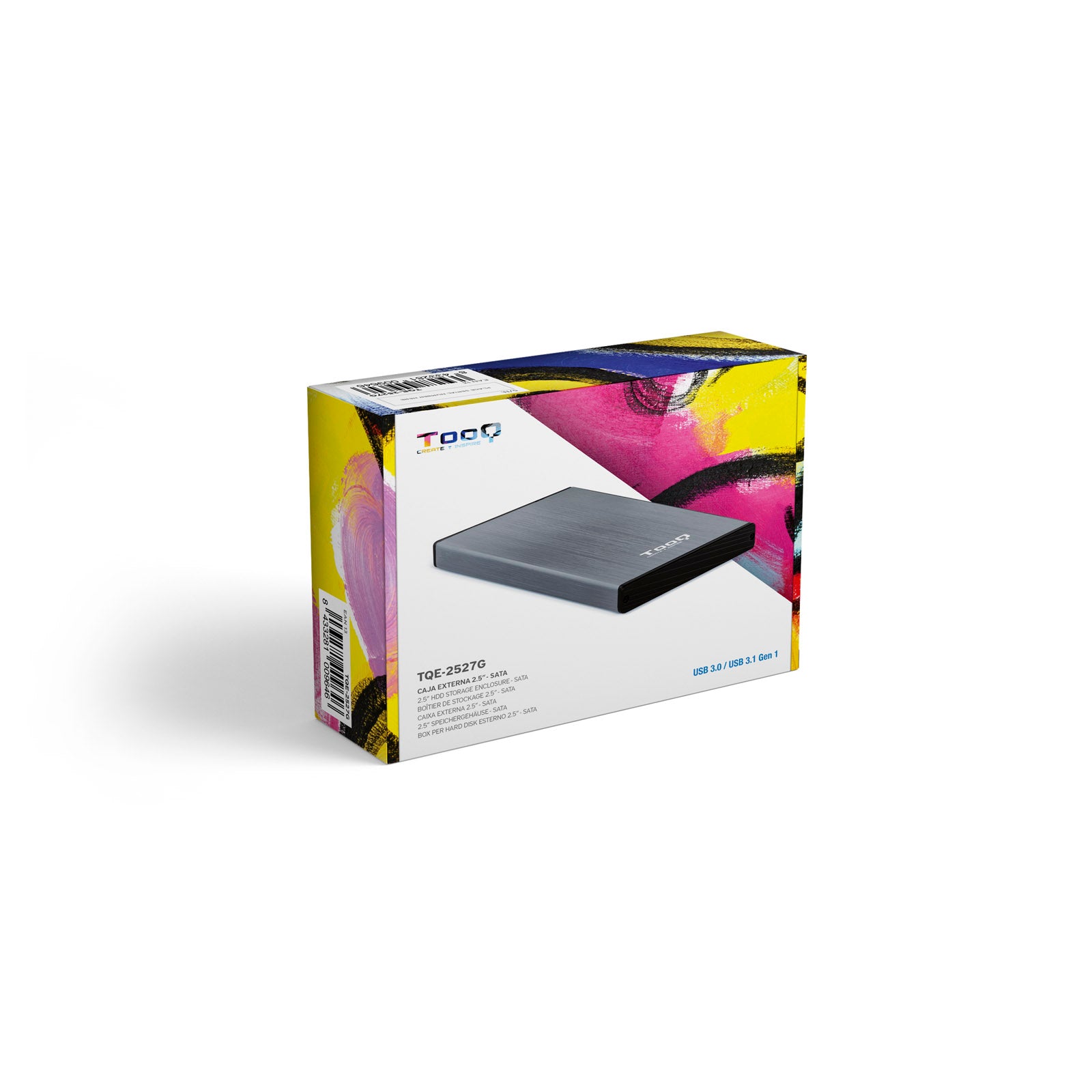 Caja externa tooq tqe - 2527g para hhd - ssd 2.5pulgadas 9.5mm sata usb 3.0 gris