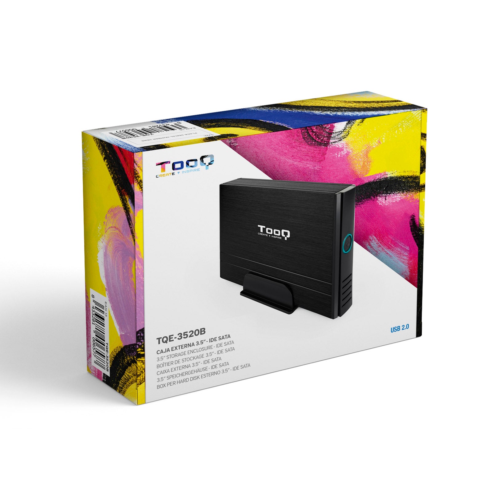 Caja externa tooq tqe - 3520b para hdd 3.5pulgadas sata usb 2.0 negro