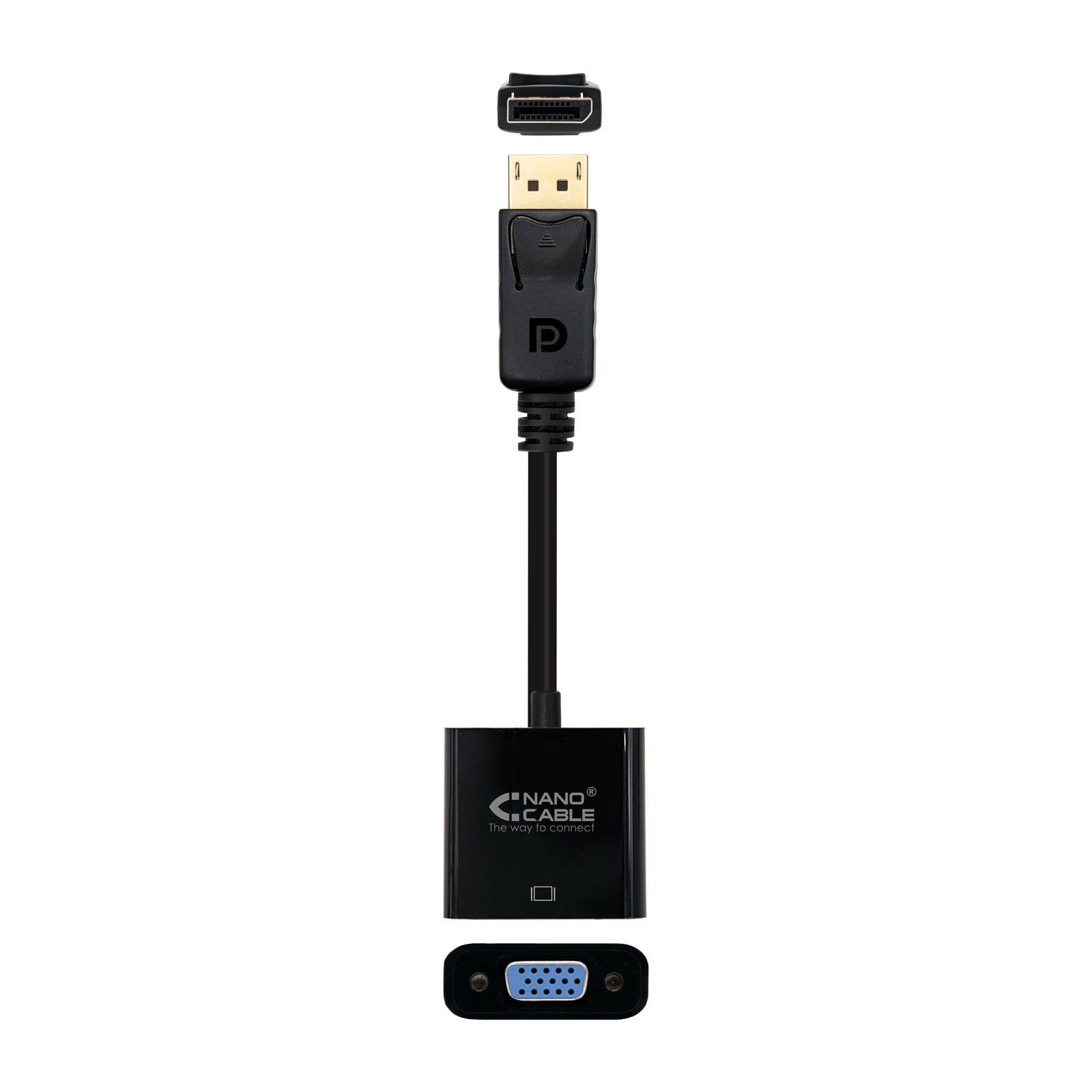 Adaptador displayport a svga nanocable macho - hembra 15cm negro