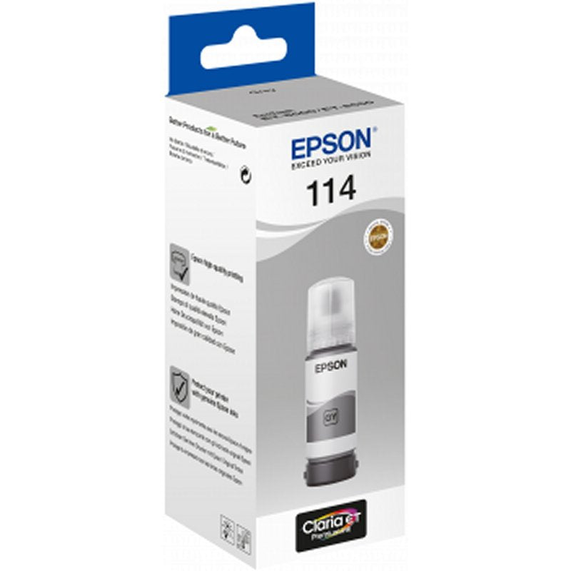 Botella tinta epson ecotank 114 gris 70ml