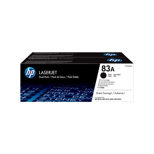 Toner hp original laserjet 83a black pack - 2 cf283ad