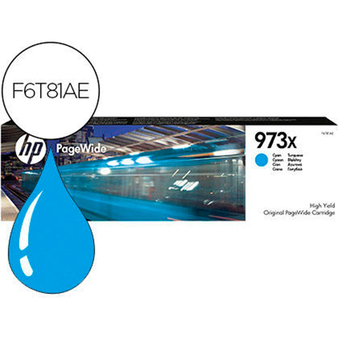 Cartucho tinta hp original cartridge nº 973x cian pagewide f6t81ae