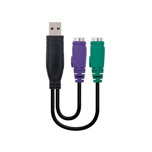 Adaptador usb a 2 x ps - 2 nanocable 15cm -  macho - hembra -  negro