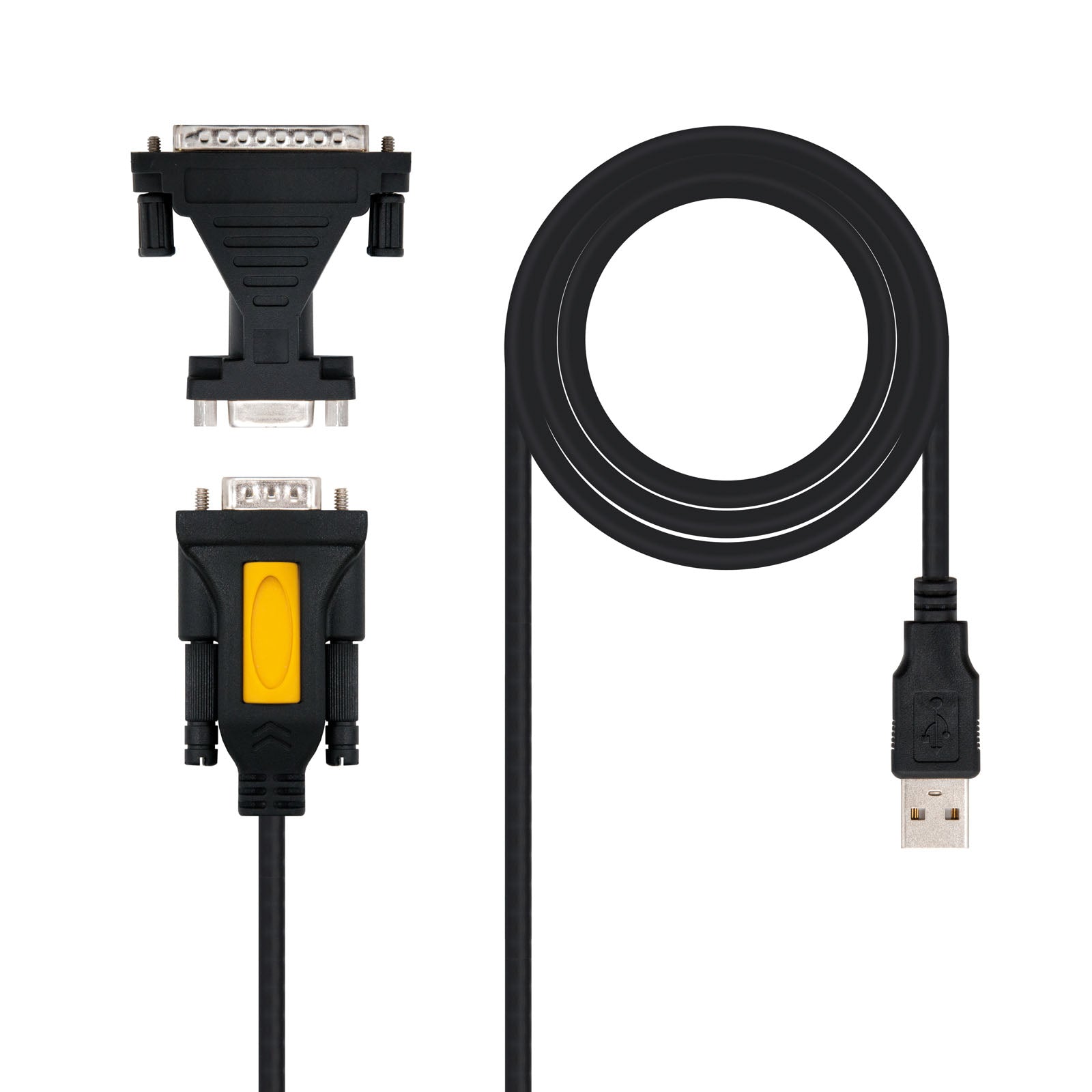 Cable conversor usb tipo a a rs232 nanocable 1.8m -  macho - macho -  incluye adaptador db9(h) a db25(m)