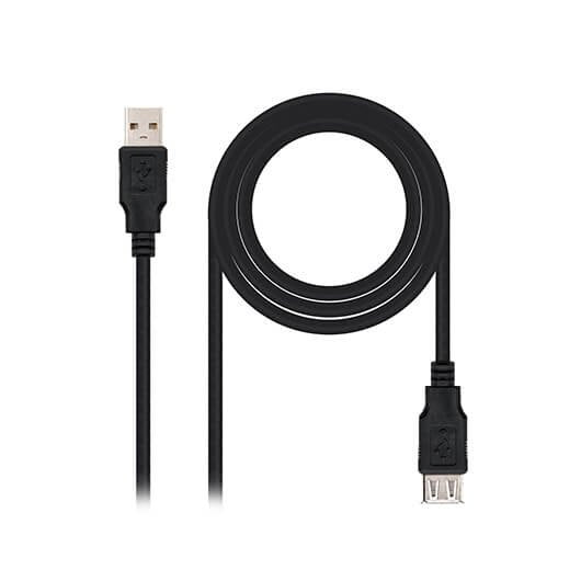 Cable usb tipo a 2.0 a usb tipo a 2.0 nanocable 1m -  macho - hembra -  negro