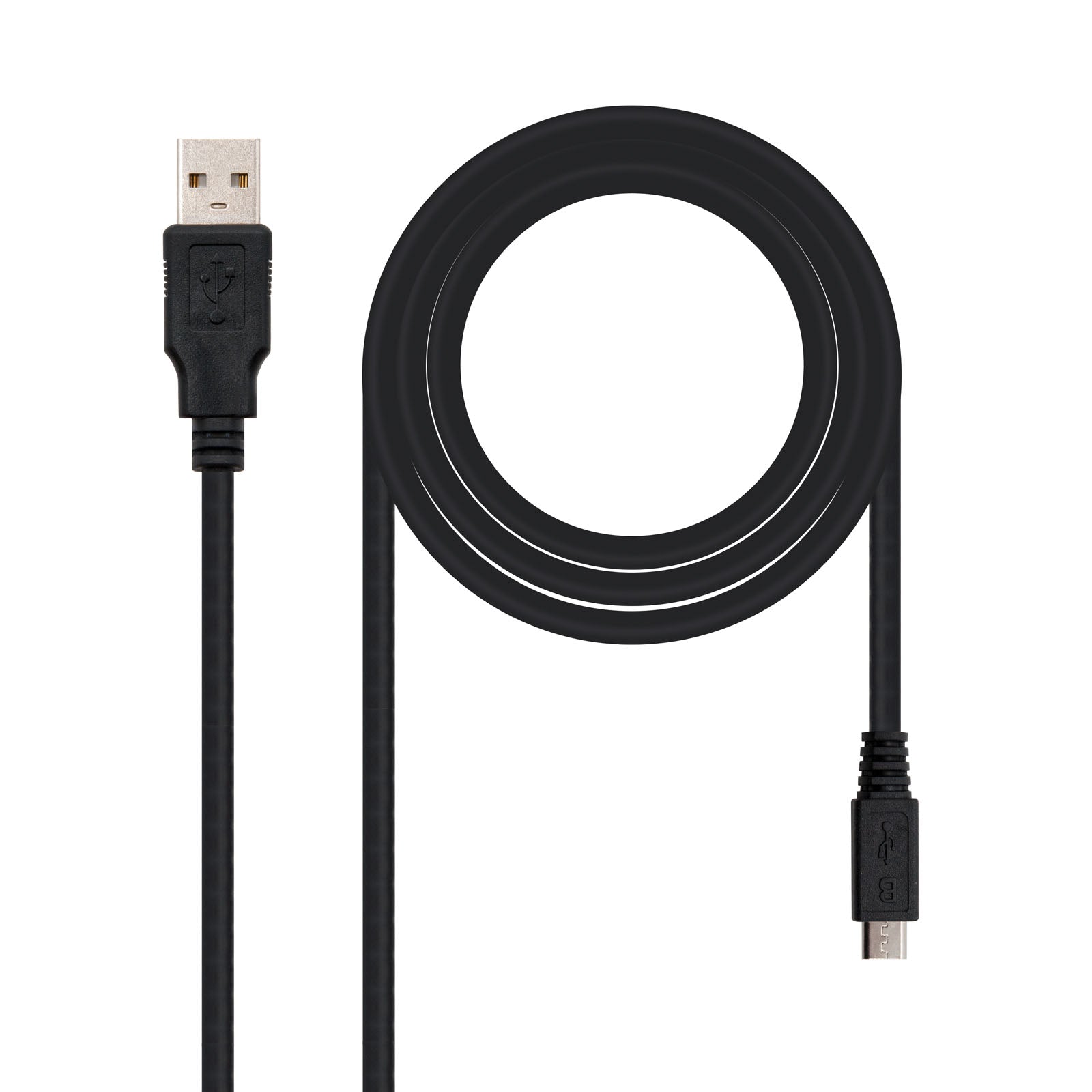 Cable usb 2.0 a micro usb nanocable 0.8m -  macho - hembra -  negro