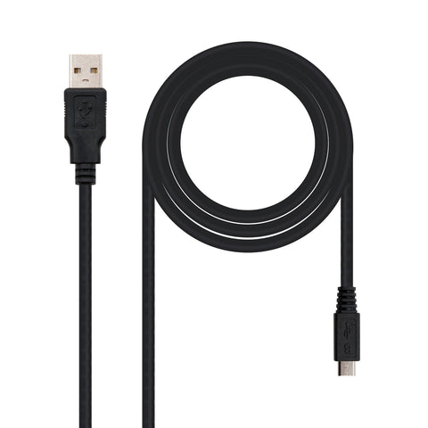 Cable usb 2.0 a micro usb nanocable 0.8m -  macho - hembra -  negro