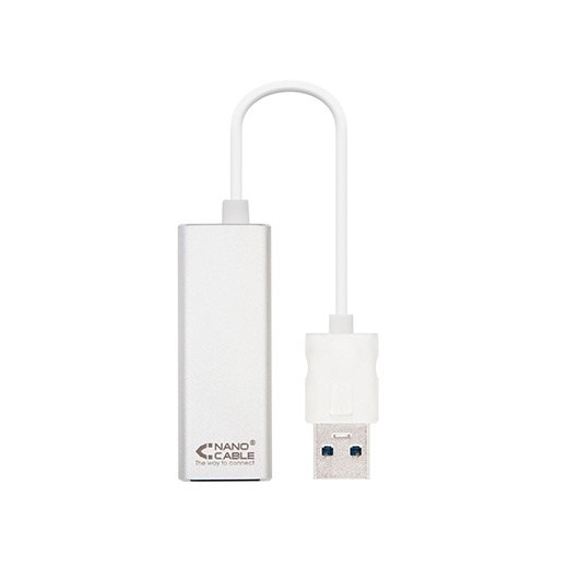 Cable conversor usb 3.0 a gigabit ethernet nanocable 10 - 100 - 1000mbps 15cm -  macho - hembra -  aluminio