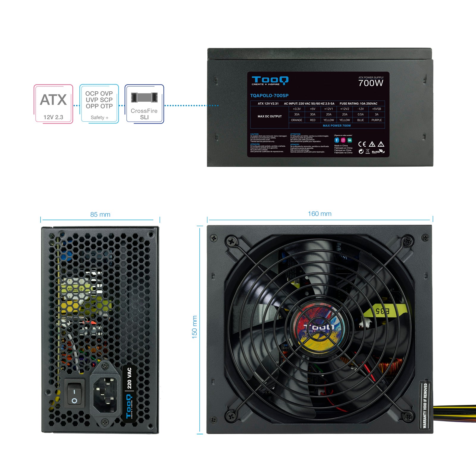 Fuente alimentacion tooq tqapolo - 700sp atx 700w