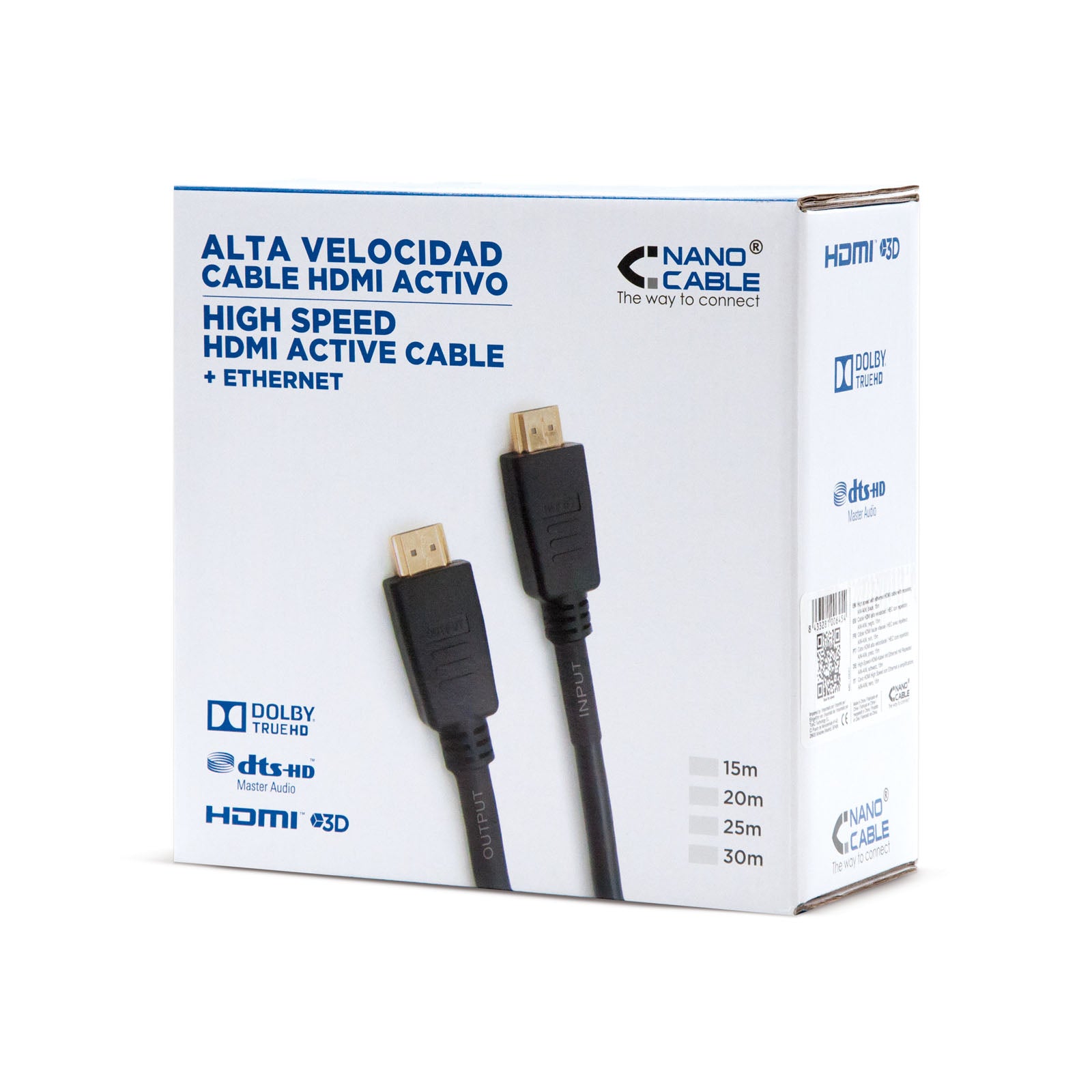 Cable hdmi nanocable hec con repetidor 30m -  macho - macho -  negro