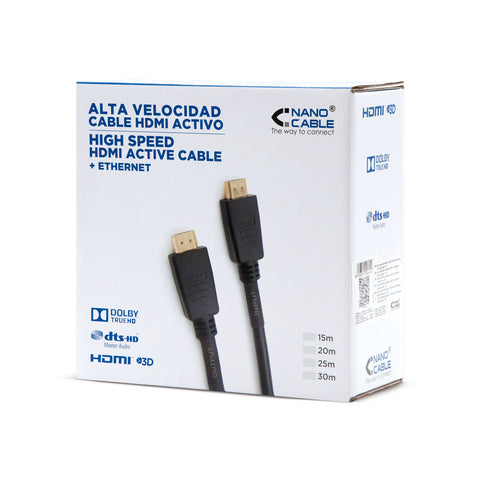 Cable hdmi nanocable hec con repetidor 30m -  macho - macho -  negro