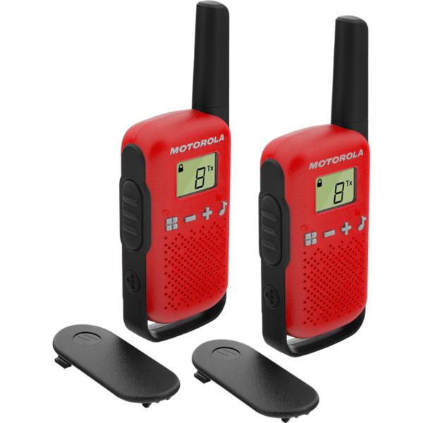 Walkie talkie motorola tlkr - t42 red packs 2  pmr446 -  8km -  16canales -  500mw -  clip cinturon