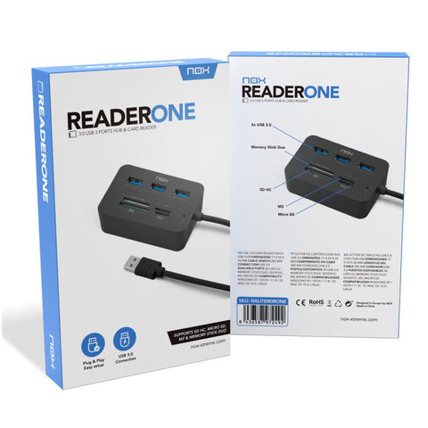 Lector de tarjetas nox nxliterdrone 3 x usb 3.0