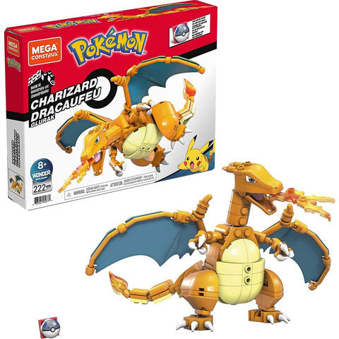 Figura mattel mega construx build pokemon charizard 222 pcs