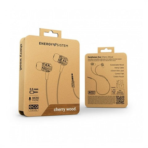 Auriculares micro energy sistem eco cherry wood eco cherry wood -  jack 3.5mm -  20hz -  cable 120cm