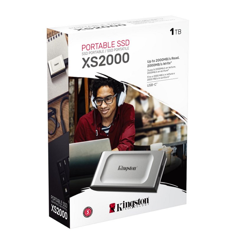 Disco duro externo solido ssd kingston xs2000 portable 1tb usb tipo c