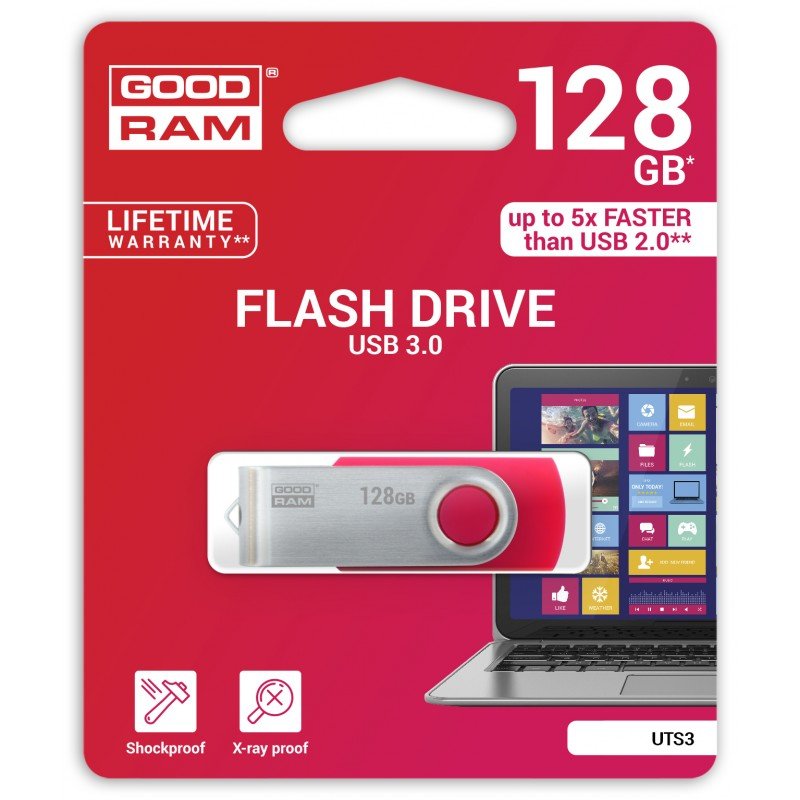 Memoria usb 3.0 goodram 128gb uts3 rojo