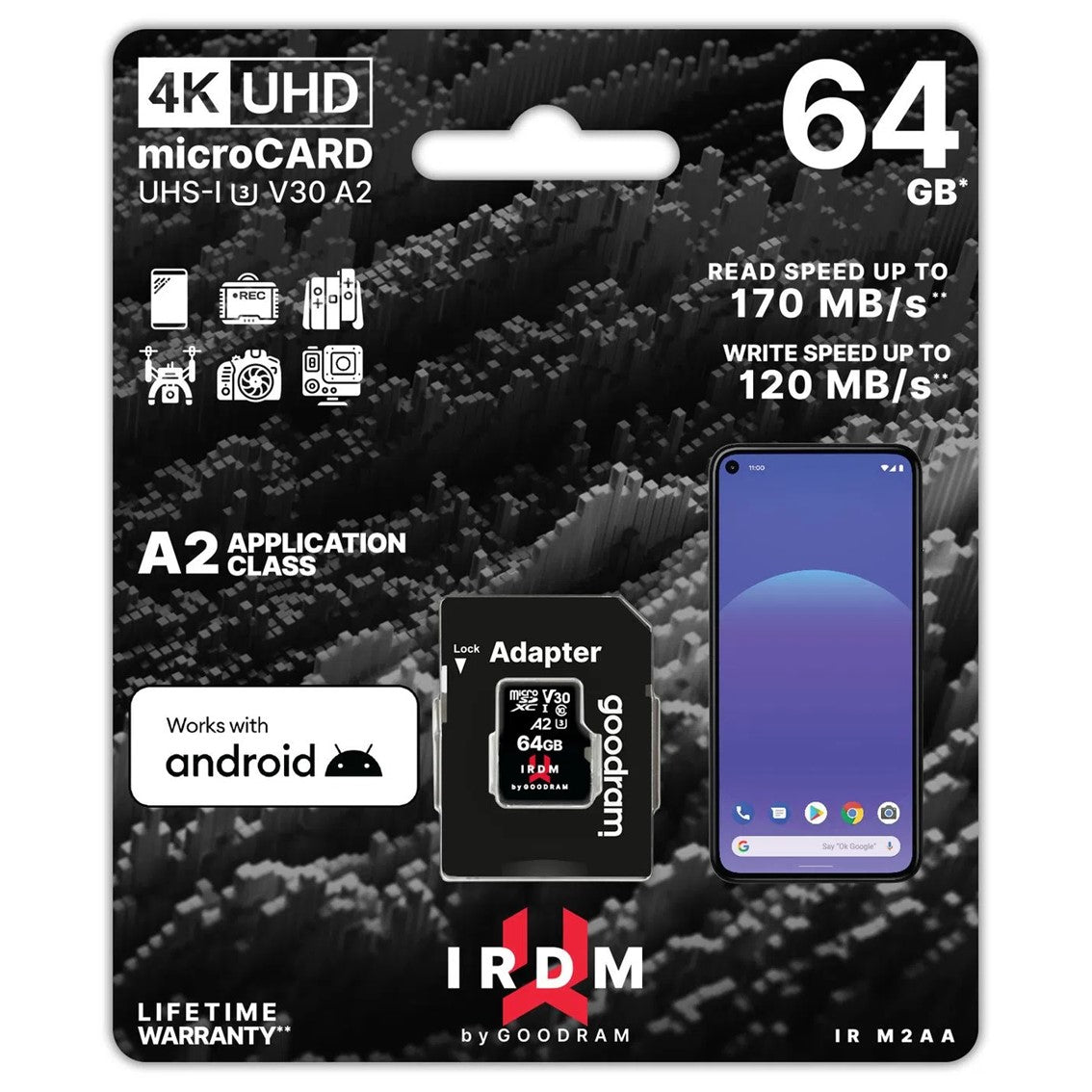 Tarjeta de memoria micro sd goodram 64gb cl10 uhs - i u3 v30