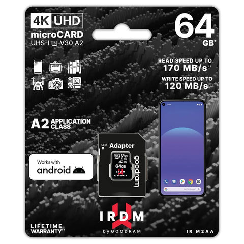 Tarjeta de memoria micro sd goodram 64gb cl10 uhs - i u3 v30