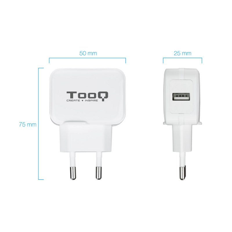 Cargador de pared tooq usb -  12w -  blanco