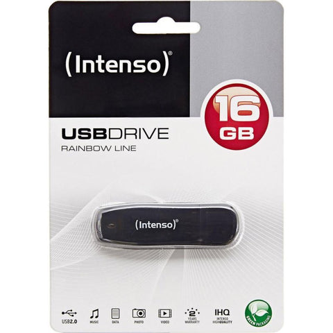 Memoria usb 2.0 intenso rainbow 16gb negro