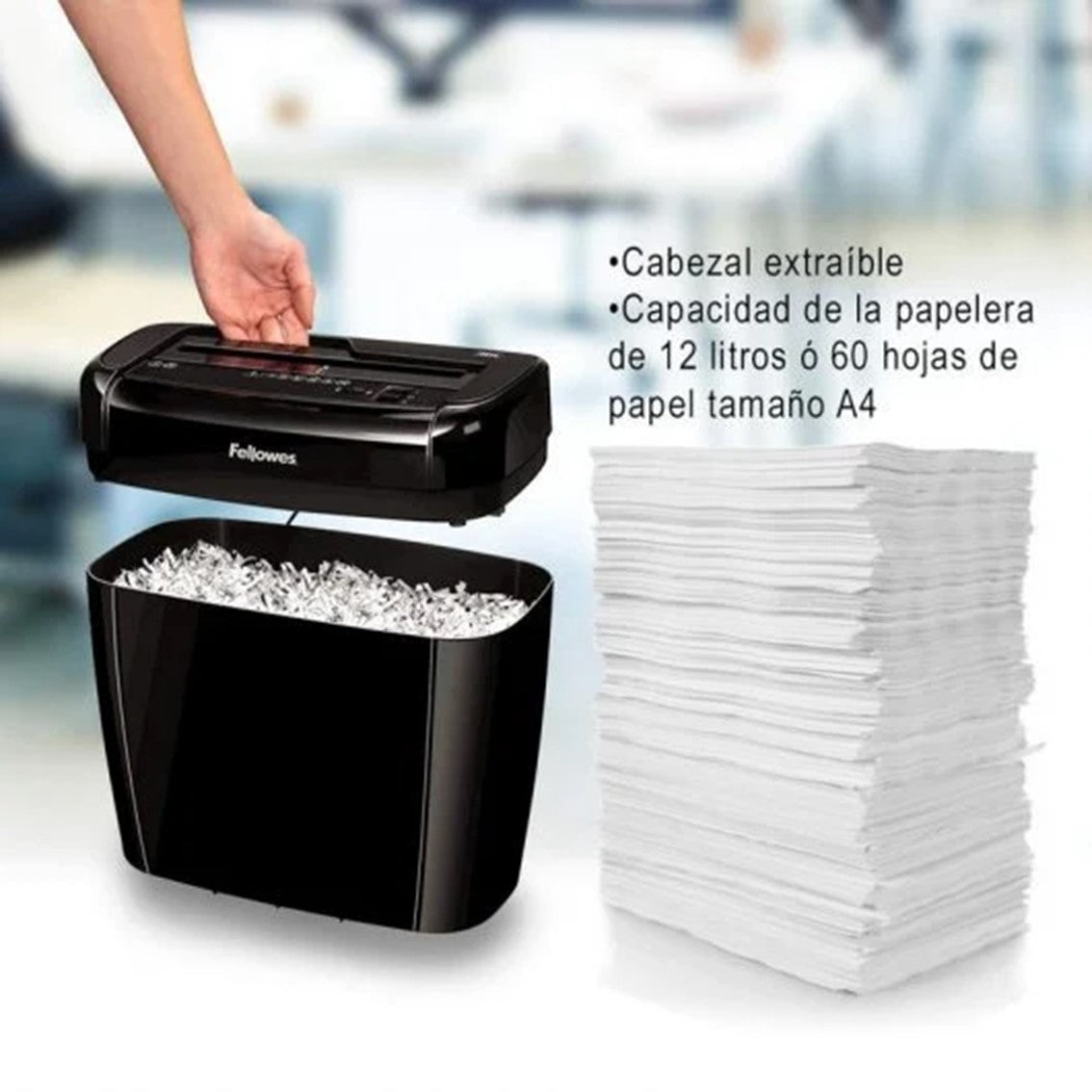 Destructora de papel fellowes 36c corte en particula 4x40mm - 12 litros