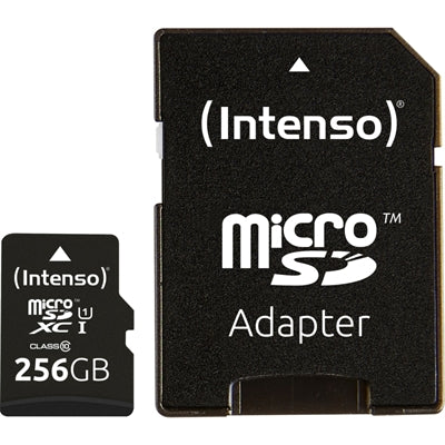 Tarjeta micro sd intenso 256gb uhs - i cl10 + adaptador sd