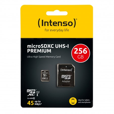 Tarjeta micro sd intenso 256gb uhs - i cl10 + adaptador sd