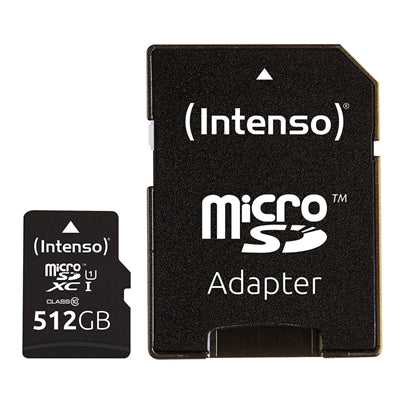 Tarjeta micro sd intenso 512gb premium uhs - i cl10 + adaptador sd