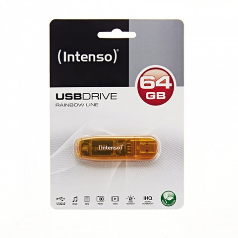 Memoria usb 2.0 intenso rainbow 64gb naranja